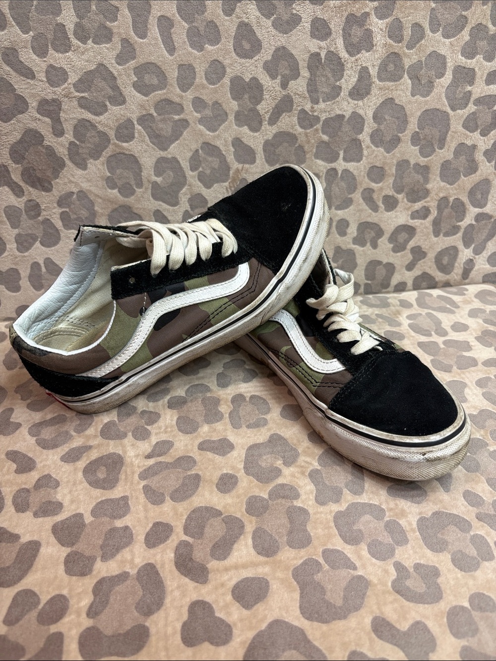 Vans Old Skool Camouflage Panel Black and Green Skate Sneakers